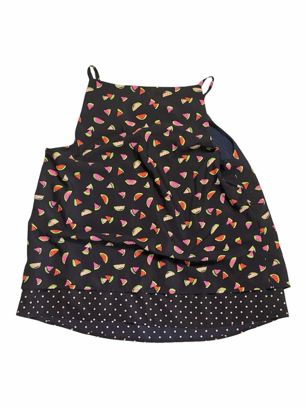 Maison Jules Navy Blue Watermelon and Pink Polka Dot Sleeveless Tank Size XL - Picture 3 of 7